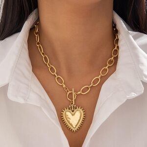 Gold Heart Pendant Necklace N909